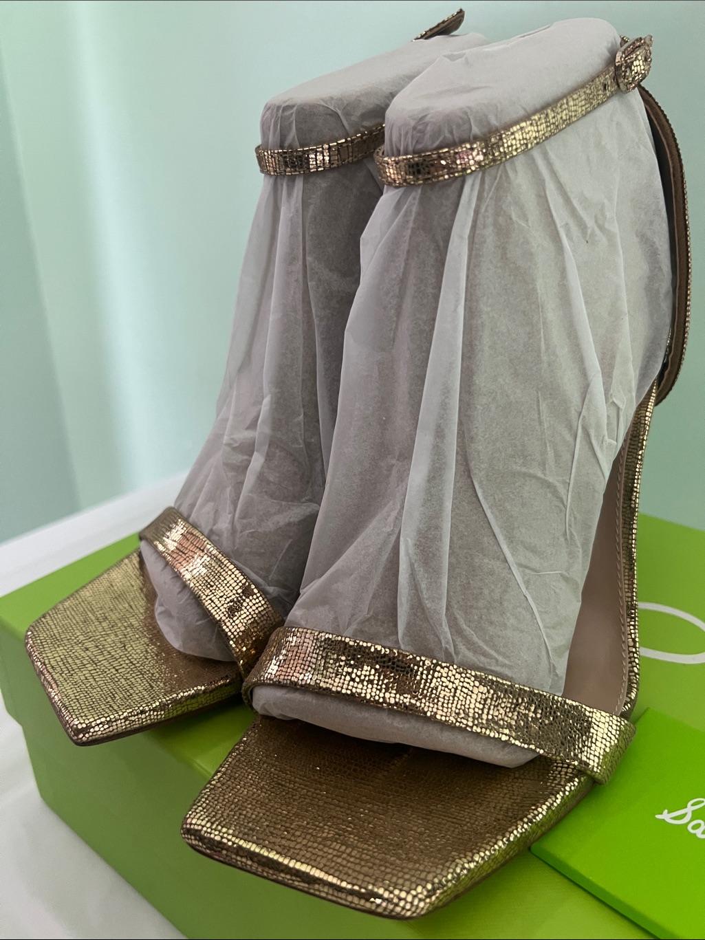Sam Edelman Metallic Gold Strappy Heel Sandals